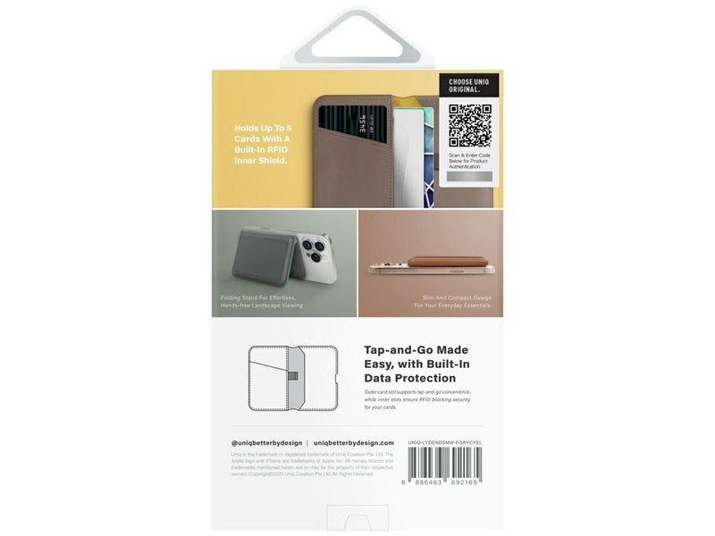 UNIQ  Lyden DS RFID Magnetic Wallet with Phone Stand - Grey