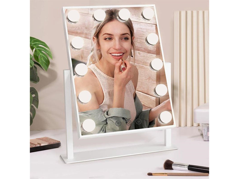 UNIQ New York Mega Makeup Mirror with 12 LED lights - White