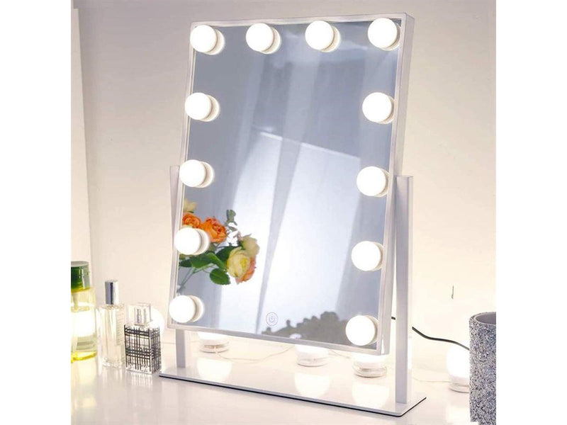 UNIQ New York Mega Makeup Mirror with 12 LED lights - White