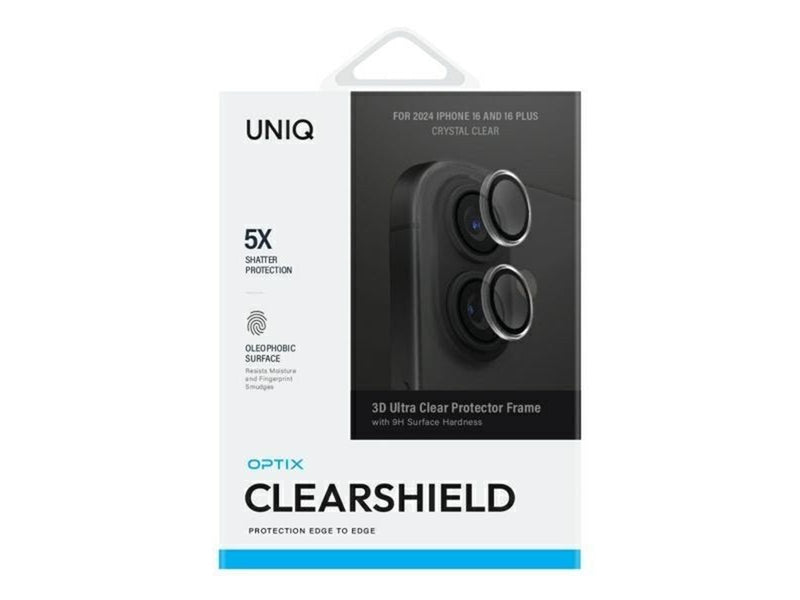 UNIQ Optix Clear Camera Lens Protector Screen Protector iPhone 16 / 16 Plus with Applicator - Clear Black