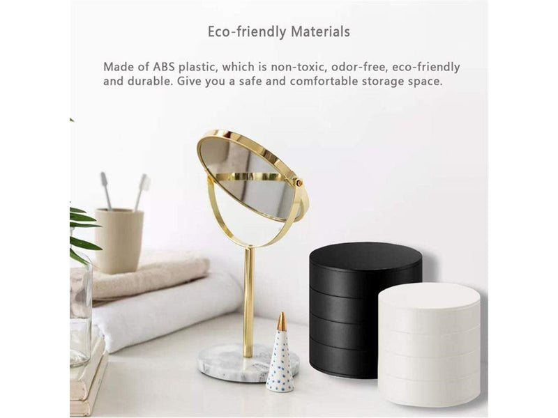 UNIQ Rotatable Round Jewelry Box with 4 Compartments – Black