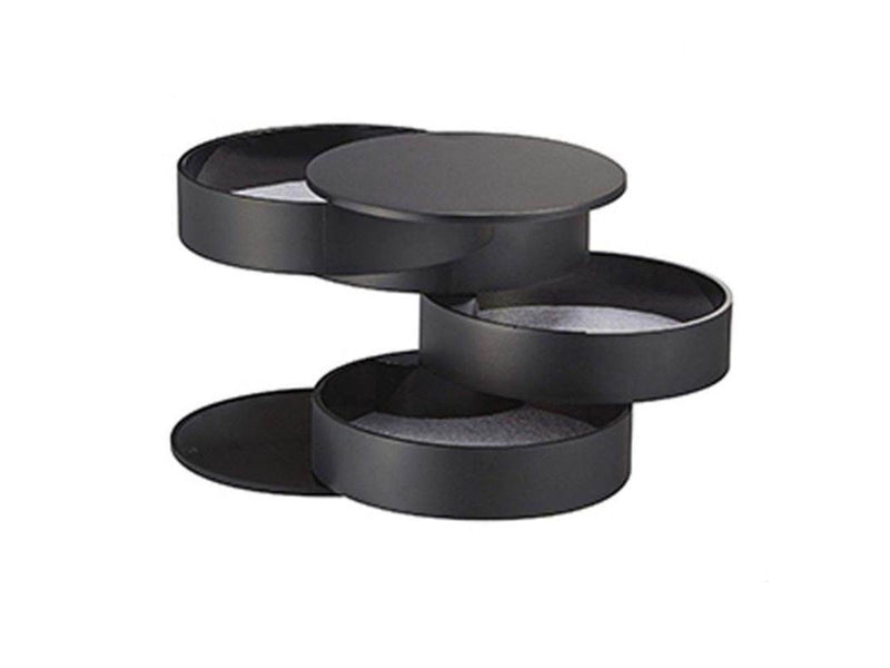UNIQ Rotatable Round Jewelry Box with 4 Compartments – Black
