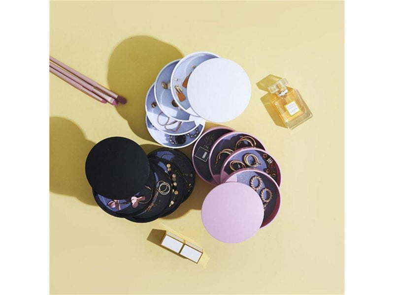 UNIQ Rotatable Round Jewelry Box with 4 Compartments – Black
