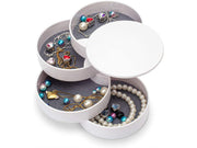 UNIQ Rotatable Round Jewelry Box with 4 Compartments – White