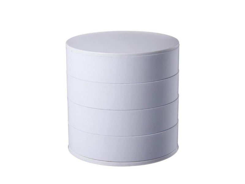 UNIQ Rotatable Round Jewelry Box with 4 Compartments – White