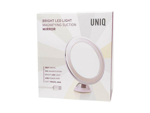 UNIQ Round Mirror with LED Light and suction cup x10 magnification