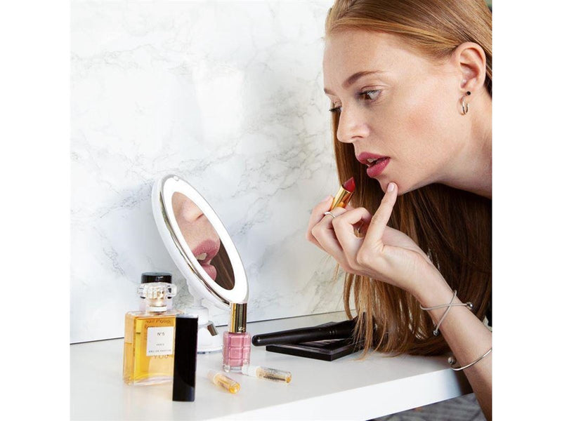 UNIQ Round Mirror with LED Light and suction cup x10 magnification
