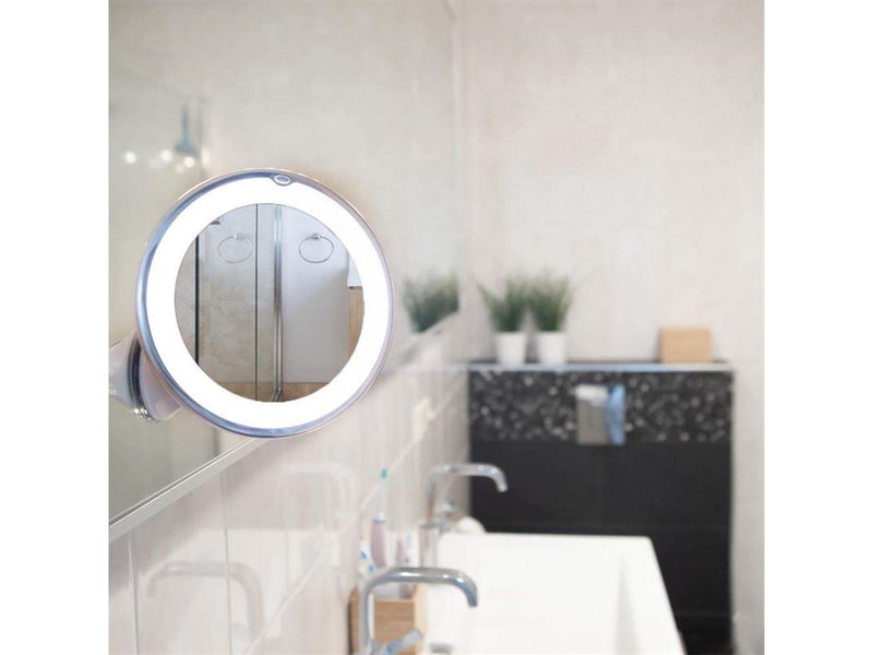 UNIQ Round Mirror with LED Light and suction cup x10 magnification