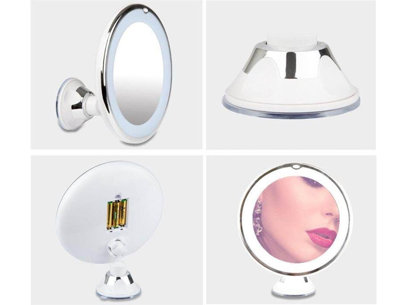 UNIQ Round Mirror with LED Light and suction cup x10 magnification