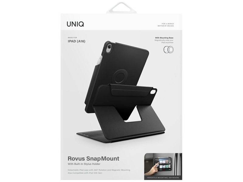 UNIQ Rovus Snapmount Magnetic 360 Rotating Detachable Case for iPad 11" 2025 / iPad 10.9" 2022 (10th Gen.) - Black