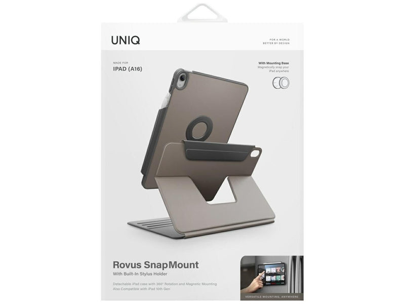 UNIQ Rovus Snapmount Magnetic 360 Rotating Detachable Case for iPad 11" 2025 / iPad 10.9" 2022 (10th Gen.) - Grey