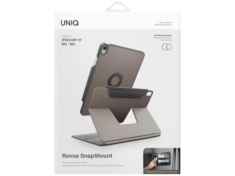 UNIQ Rovus Snapmount Magnetic 360 Rotating Detachable Case for iPad Air 13" 2024 / 2025 - Grey