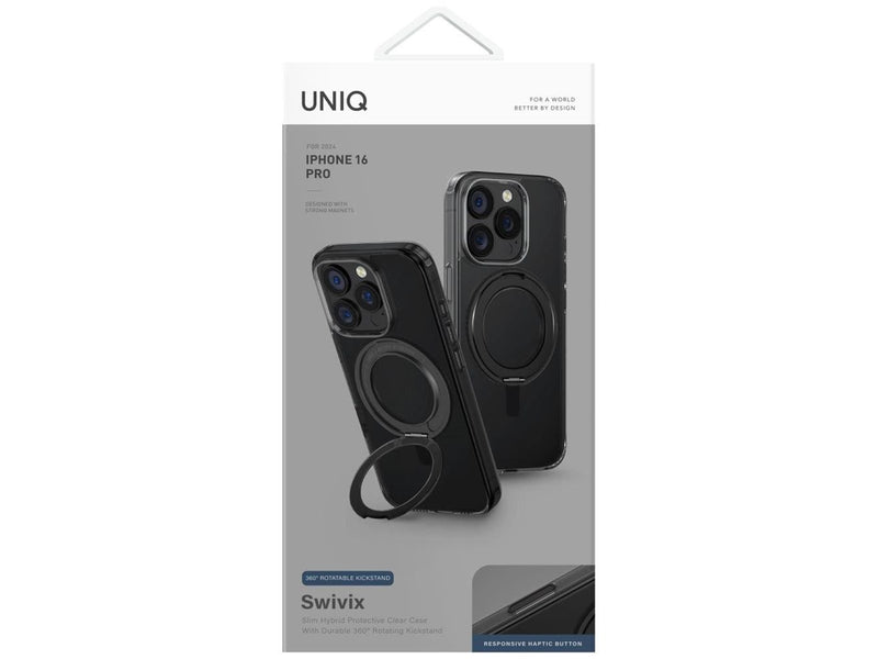 UNIQ Swivix 360 Rotating Kickstand Case for iPhone 16 Pro - Black