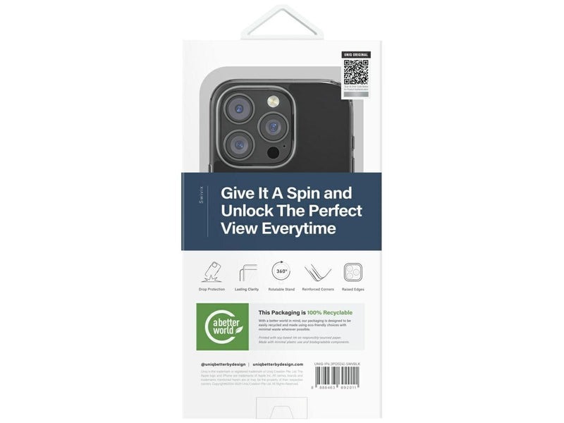 UNIQ Swivix 360 Rotating Kickstand Case for iPhone 16 Pro - Black