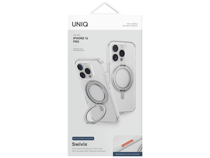 UNIQ Swivix 360 Rotating Kickstand Case for iPhone 16 Pro - Transparent
