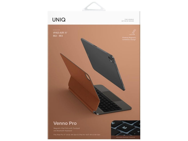 UNIQ Venno Pro Magnetic Smart Keyboard Case for iPad 11" 2025 / iPad Air 11" 2024 / 2025 / iPad Pro 11" 2018 / 2020 / 2021 / 2022 / 2024 - Brown