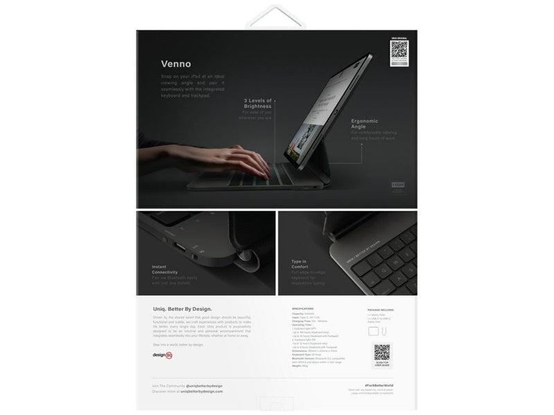 UNIQ Venno Pro Magnetic Smart Keyboard Case for iPad Air 13" 2024 / 2025 / iPad Pro 13" 2024 - Black