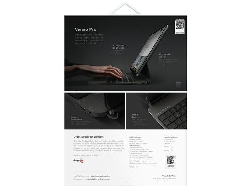 UNIQ Venno Pro Magnetic Smart Keyboard Case for iPad Pro 11" (2024/2025) - Black