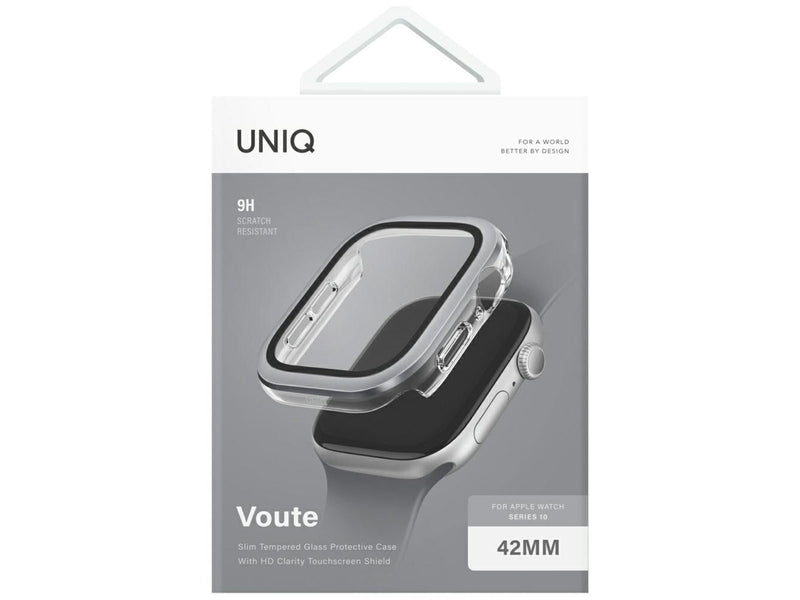 UNIQ Voute Tempered Glass Case for Apple Watch 10 42 mm - Silver