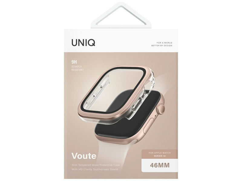 UNIQ Voute Tempered Glass Case for Apple Watch 10 46mm - Rose Gold