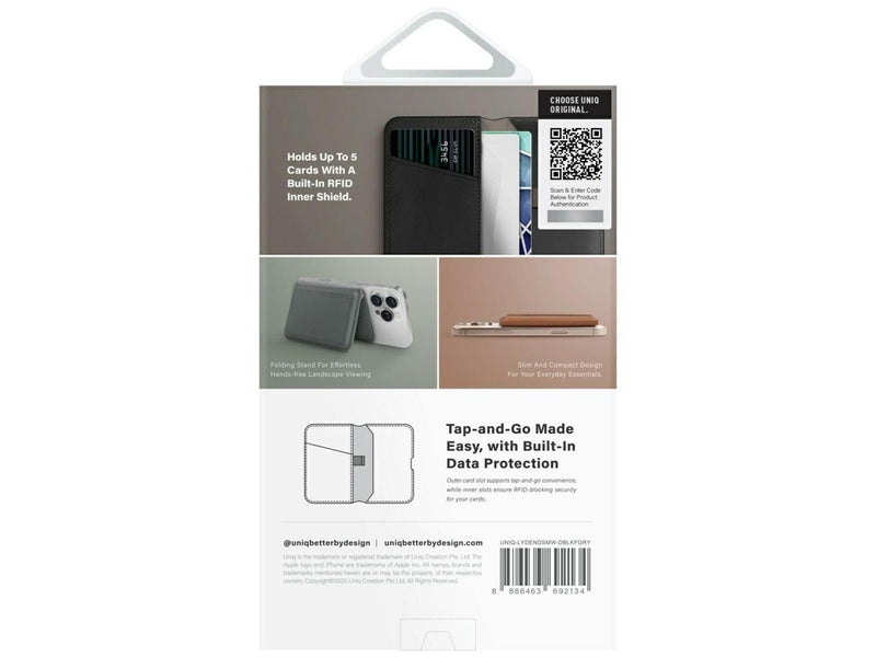 UNIQ yden DS RFID Magnetic Wallet with Phone Stand - Black