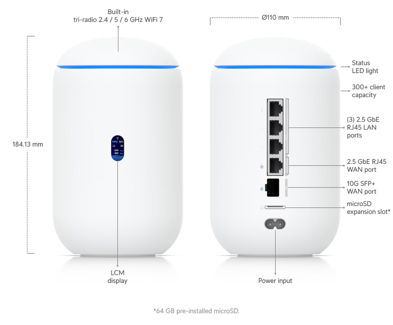 Ubiquiti UniFi Dream Router 7 - Router 802.11a/b/g/n/ac/ax/be (Wi-Fi 7)
