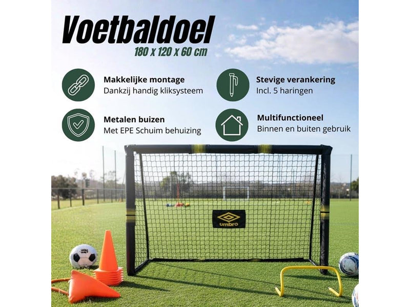 Umbro - Metal football goal with net 180x120x60 cm