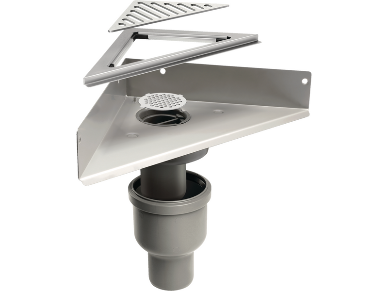 Unidrain Complete drain system corner vertical Ø75 mm