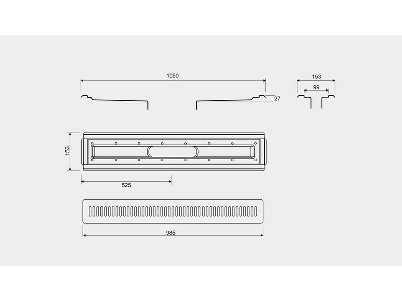 Unidrain Drain Unit 4004 for vinyl 1000 mm