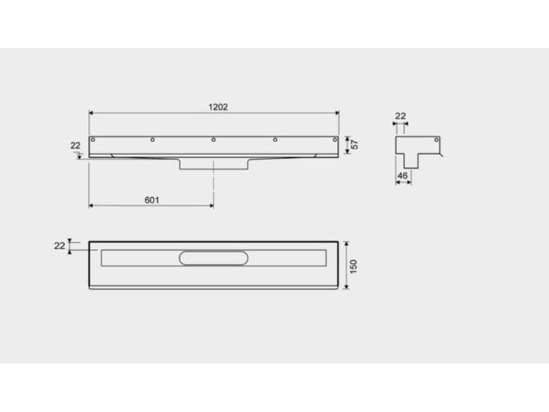 Unidrain Drain unit 1001 1200 mm 3 wall flanges