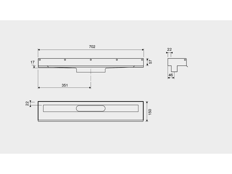 Unidrain Drain unit 1001 700 mm 3 wall flanges