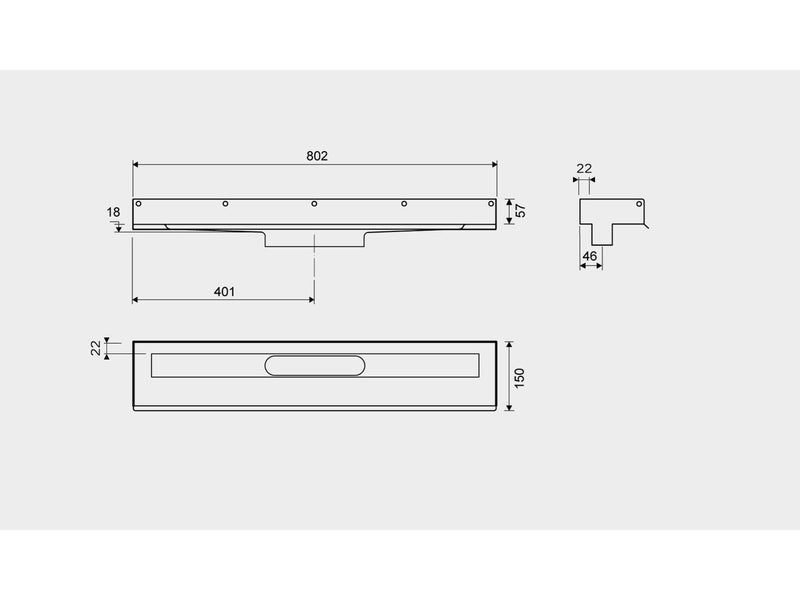 Unidrain Drain unit 1001 800 mm 3 wall flanges