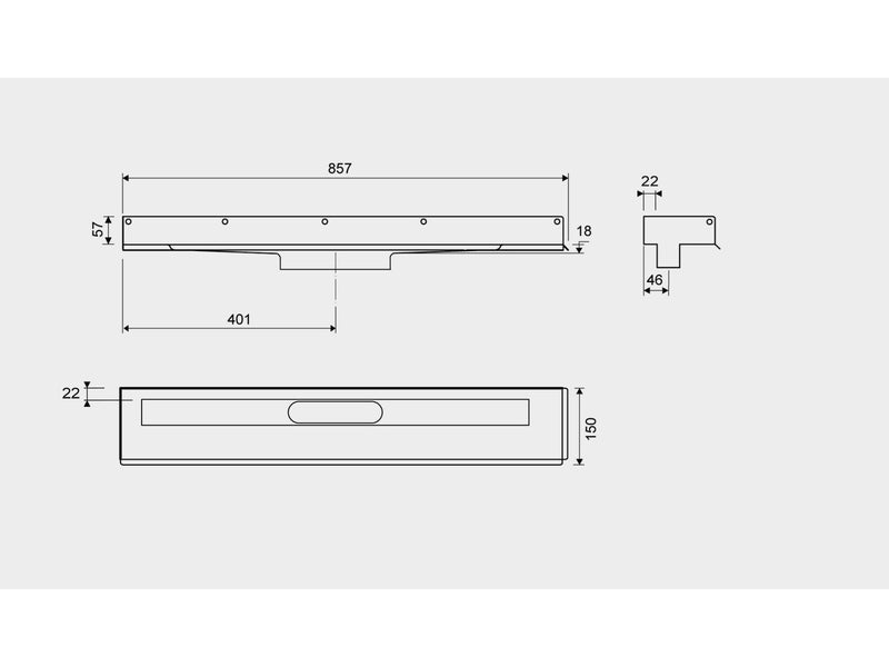 Unidrain Drain unit 1002 800 mm left wall flange
