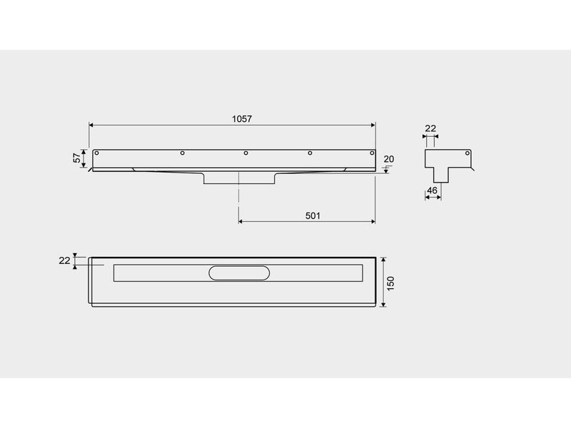 Unidrain Drain unit 1003 1000 mm right wall flange