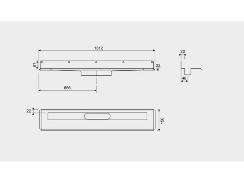 Unidrain Drain unit 1004 1200 mm Rear flange