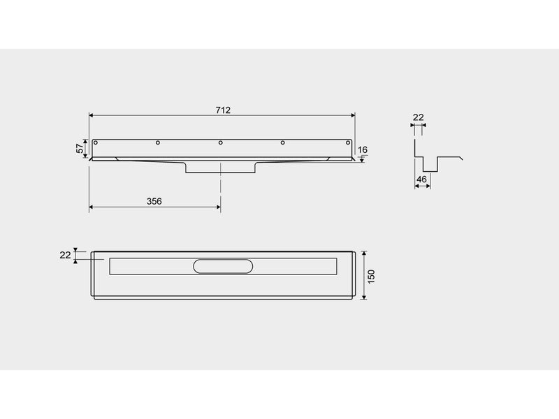 Unidrain Drain unit 1004 600 mm Rear flange