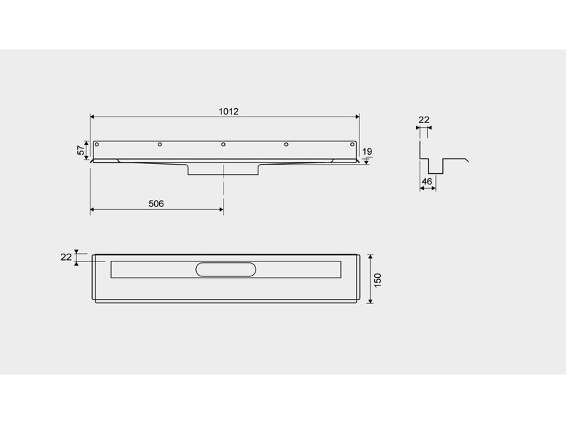 Unidrain Drain unit 1004 900 mm Rear flange