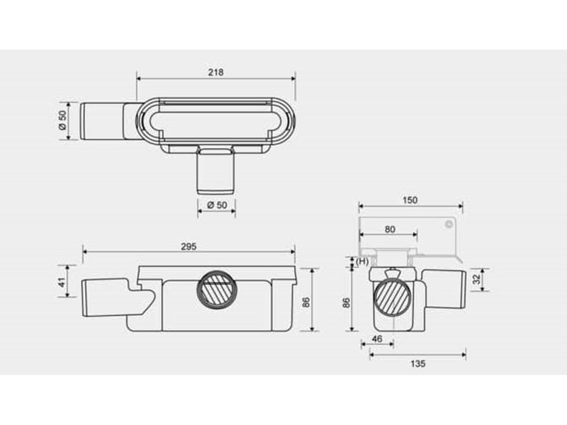Unidrain Outlet unit w/two horizontal outlets Ø50 mm incl. water trap