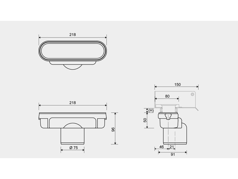 Unidrain Outlet unit w/vertical outlet Ø75 mm
