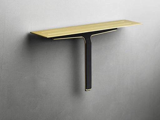 Unidrain Reframe Collection soap shelf and shower wiper Brass
