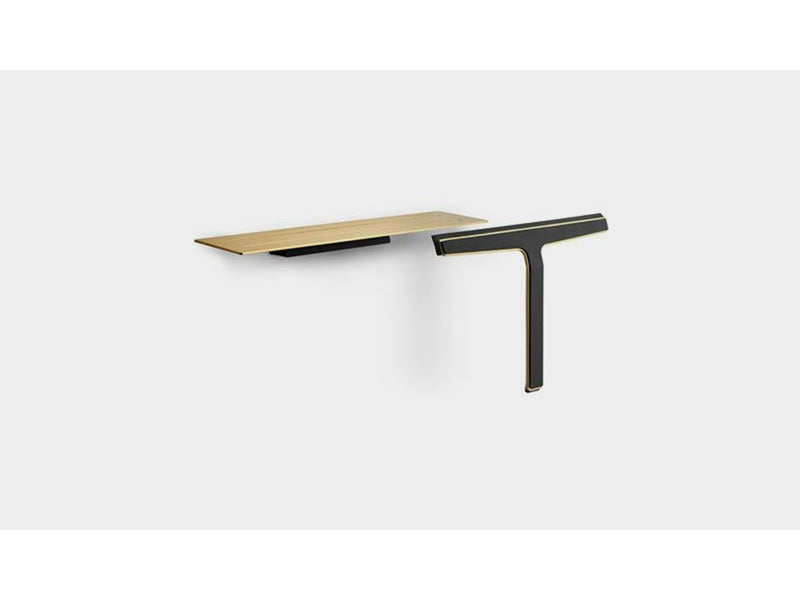 Unidrain Reframe Collection soap shelf and shower wiper Brass
