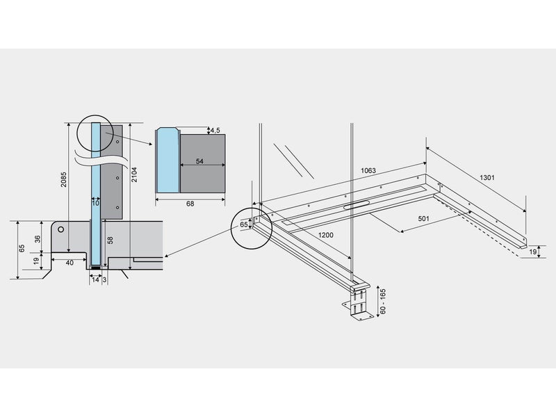 Unidrain ShowerLine drain unit left-aligned L 1000 mm D 1200 mm