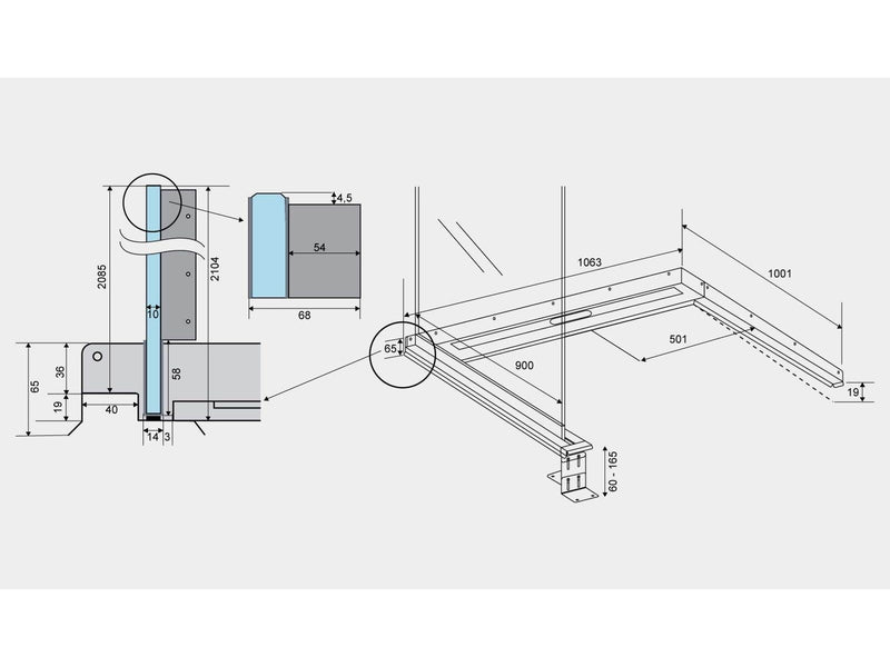 Unidrain ShowerLine drain unit left-aligned L 1000 mm D 900 mm