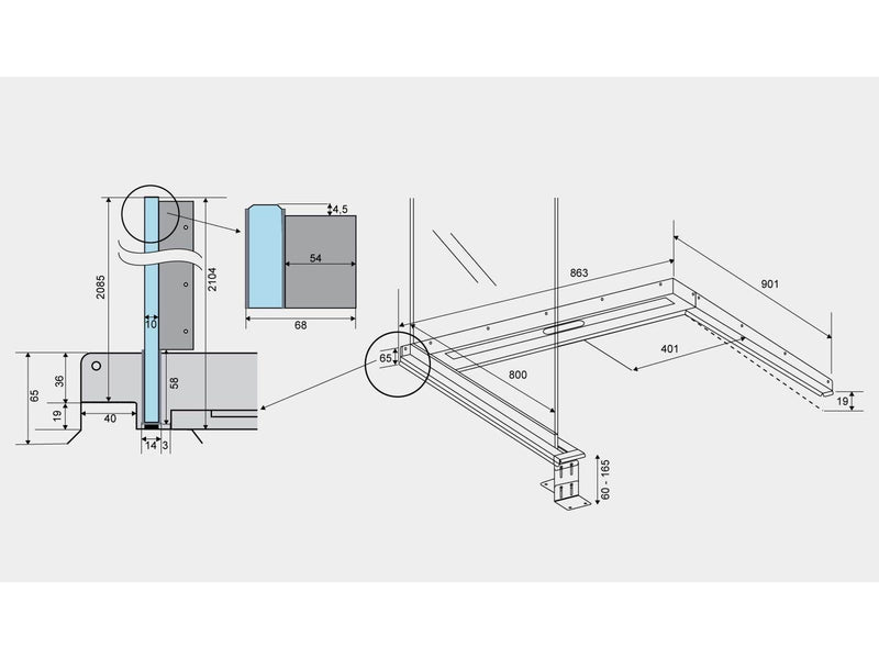 Unidrain ShowerLine drain unit left-aligned L 800 mm D 800 mm
