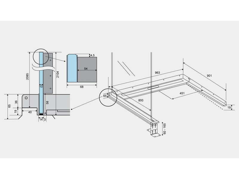 Unidrain ShowerLine drain unit left-aligned L 900 mm D 800 mm