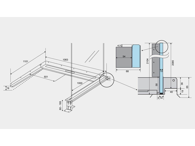 Unidrain ShowerLine drain unit right-aligned L 1000 mm D 1000 mm