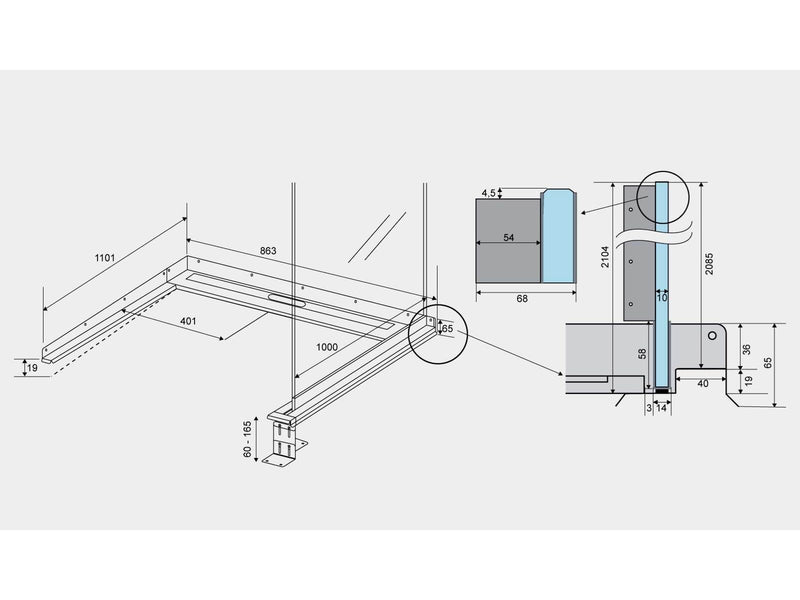 Unidrain ShowerLine drain unit right-aligned L 800 mm D 1000 mm