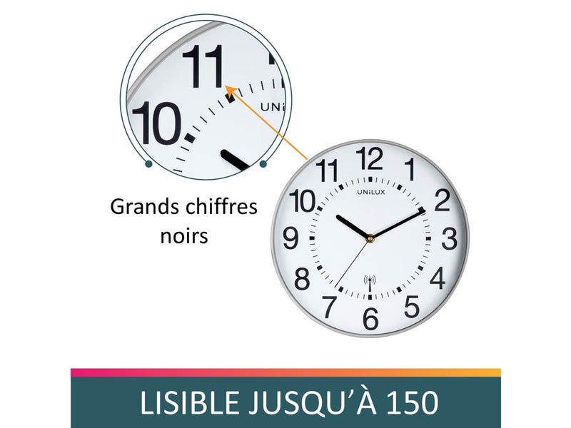 Unilux Maxi Wave Clock metal grey