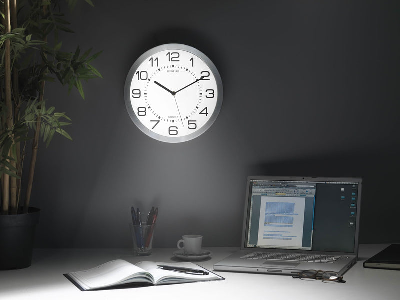 Unilux Moon Clock backlit metal grey