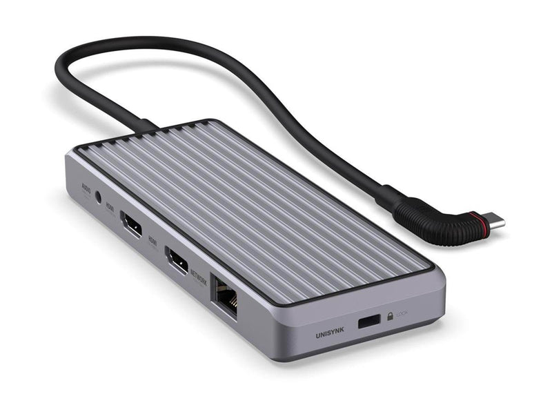 Unisynk 10 Port USB-C Hub 4K 60Hz 100W - Grey